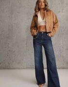 hello miss Blugi Albastri Wide Leg Regular Waist cu Bumbac și Vâscoză Petocea