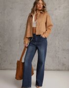 hello miss Blugi Albastri Wide Leg Regular Waist cu Bumbac și Vâscoză Petocea