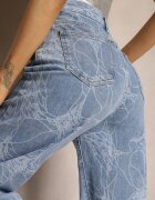 hello miss Blugi Albastru deschis cu Picioare Lărgi cu Model Abstract Delicat Lianena