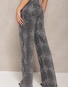 hello miss Blugi gri închis din bumbac High Waist largi cu model abstract Orithiia