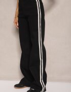 hello miss Blugi Negri High Waist cu Croi Larg cu Dungi Decorative Ulivira