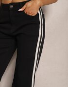 hello miss Blugi Negri High Waist cu Croi Larg cu Dungi Decorative Ulivira