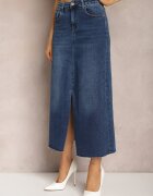 hello miss Fustă Bleumarin Maxi cu crăpătură din denim Vonuline