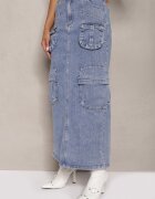 hello miss Fustă creion albastru deschis maxi din bumbac cu buzunare Metrima