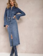 hello miss Fustă Maxi Albastră cu Despicătură din Denim Vonuline