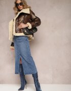 hello miss Fustă Maxi Albastră cu Despicătură din Denim Vonuline