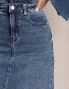hello miss Fustă Maxi Albastră cu Despicătură din Denim Vonuline