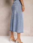 hello miss Fustă Maxi albastru deschis cu șliț din denim Vonuline