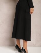 hello miss Fustă Neagră Midi Din denim Tip Cargo Cu Buzunare Dyleta