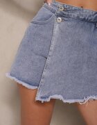 hello miss Fustă-Pantaloni Scurți Albastre din denim Plisate Ulorela