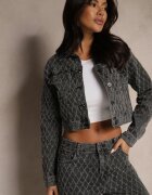 hello miss Geacă jeans cenușie din bumbac decorată cu rupturi Ariswenna