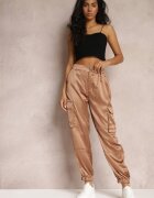 hello miss Pantaloni jogger bej închis cu buzunare cargo cu velcro Jeandal