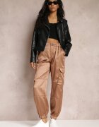 hello miss Pantaloni jogger bej închis cu buzunare cargo cu velcro Jeandal