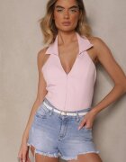 hello miss Pantaloni scurți albaștri de blugi din bumbac decorați cu strasuri Folisca