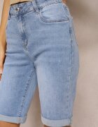 hello miss Pantaloni scurți Albaștri din denim cu talie înaltă cu adaos de bumbac și rupturi Nelvanis