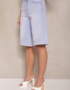 hello miss Pantaloni scurți denim Bumbac Albastru deschis stil Bermuda High Waist Tenizea