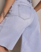 hello miss Pantaloni scurți denim Bumbac Albastru deschis stil Bermuda High Waist Tenizea