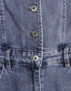 hello miss Salopetă Albastră din Bumbac Denim cu Decolteu Halter și Guler Edaviann