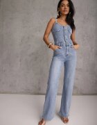 hello miss Salopetă Albastră din denim de bumbac cu picioare drepte cu bretele Naslwen