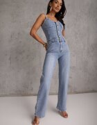 hello miss Salopetă Albastră din denim de bumbac cu picioare drepte cu bretele Naslwen