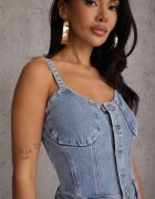 hello miss Salopetă Albastră din denim de bumbac cu picioare drepte cu bretele Naslwen