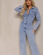 hello miss Salopetă Denim Albastră din Bumbac cu Nasturi și Buzunare cu Clapete Starah