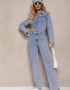 hello miss Salopetă Denim Albastră din Bumbac cu Nasturi și Buzunare cu Clapete Starah