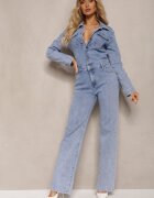 hello miss Salopetă Denim Albastră din Bumbac cu Nasturi și Buzunare cu Clapete Starah