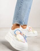 ideal Adidași Albi pe Platformă cu Mărgele Amovanna