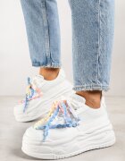 ideal Adidași Albi pe Platformă cu Mărgele Amovanna