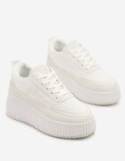 ideal Adidași Albi pe Platformă Embosată cu Cusături Decorative Faloviela