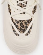 ideal Adidași bej și leopard în stil Streetwear pe platformă reliefată cu sclipici Mailienne