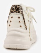 ideal Adidași bej și leopard în stil Streetwear pe platformă reliefată cu sclipici Mailienne