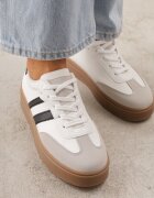 ideal Adidași Teniși Alb-Negru Decorați cu Dungi Sovresia