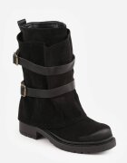 ideal Botine biker cu carâmb stratificat decorate cu două curele și catarame Cressa Negre