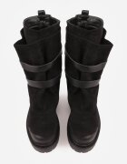 ideal Botine biker cu carâmb stratificat decorate cu două curele și catarame Cressa Negre