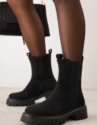 ideal Botine chunky cu talpă joasă (tip chelsea) cu textură de căprioară pe talpă cu profil Niona Negre
