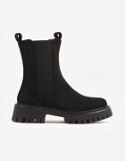 ideal Botine chunky cu talpă joasă (tip chelsea) cu textură de căprioară pe talpă cu profil Niona Negre