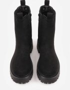ideal Botine chunky cu talpă joasă (tip chelsea) cu textură de căprioară pe talpă cu profil Niona Negre