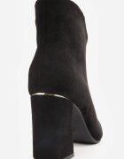 ideal Botine cu toc gros și decupaj în V în stil elegant Soffias Negre