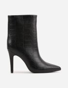 ideal Botine cu toc stiletto în stil elegant cu embosare croco Ravlian Negre