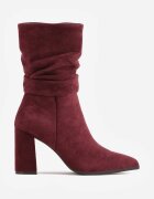 ideal Botine încrețite cu toc gros Koleta Bej Bordo