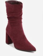 ideal Botine încrețite cu toc gros Koleta Bej Bordo