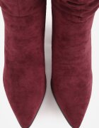 ideal Botine încrețite cu toc gros Koleta Bej Bordo
