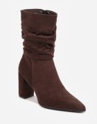 ideal Botine încrețite cu toc gros Koleta Bej Maro