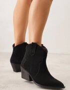 ideal Botine Negre Cowboy cu Toc Conic din Piele Naturală Liravetta