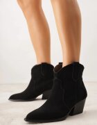 ideal Botine Negre Cowboy cu Toc Conic din Piele Naturală Liravetta