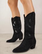 ideal Botine Negre cu Toc Conic în Stil Western decorate cu Motive Geometrice Latiresa