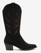 ideal Botine Negre cu Toc Conic în Stil Western decorate cu Motive Geometrice Latiresa