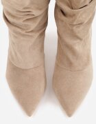 ideal Botine Slouchy cu toc stiletto din imitație de piele întoarsă cu ochiuri metalice decorative Tallie Bej închis
